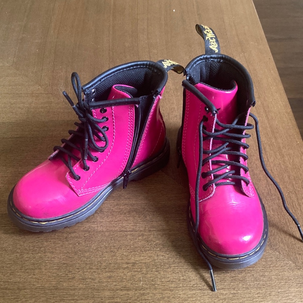 Dr. Martens Fuchsia Boots with Black Accents